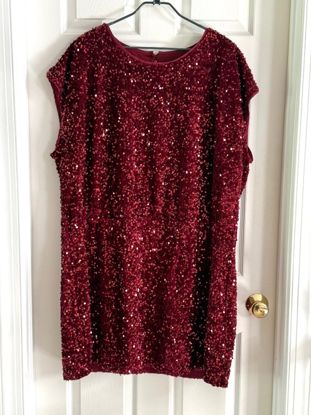 City Chic Sequin Party Dress in Ruby Red Sequins on Velvet XXL
